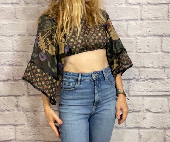 Vintage Rock Candy bohemian semi sheer batwing cr… - image 1