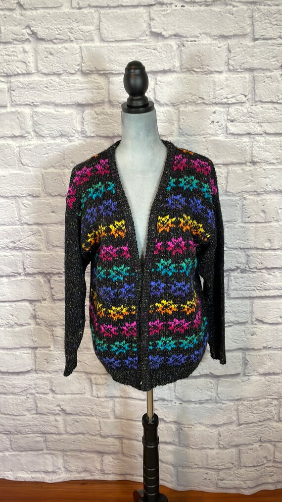 Vintage Partners Vibrant Multi-color Rainbow Cardi