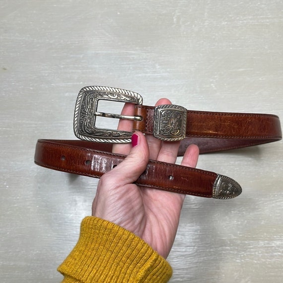 Vintage 90’s Italian leather western style belt - image 1