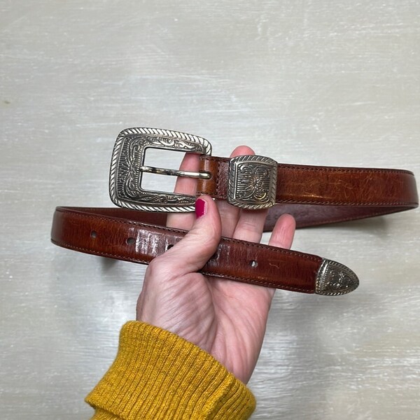 Vintage 90’s Italian leather western style belt