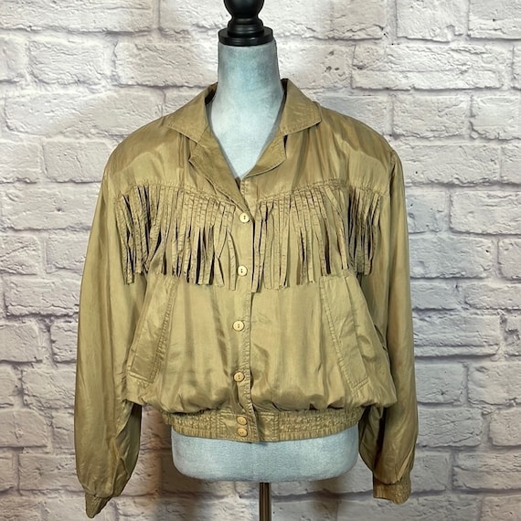 Vintage silk western cowgirl tassel/ fringe shirt… - image 1