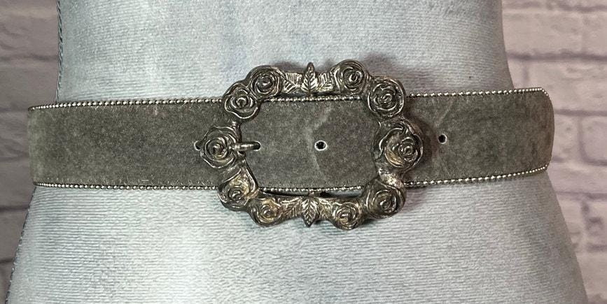 Vintage 90s PAPPAGALLO Pewter Tone Metal Two Piece Belt Buckle Abstract Y2K Vintage 90s PAPPAGALLO Belt Women M Brass Double Ended  main image 3
