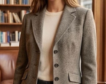 Blazer vintage neutre en laine mélangée tweed an 2000 vintage The Limited