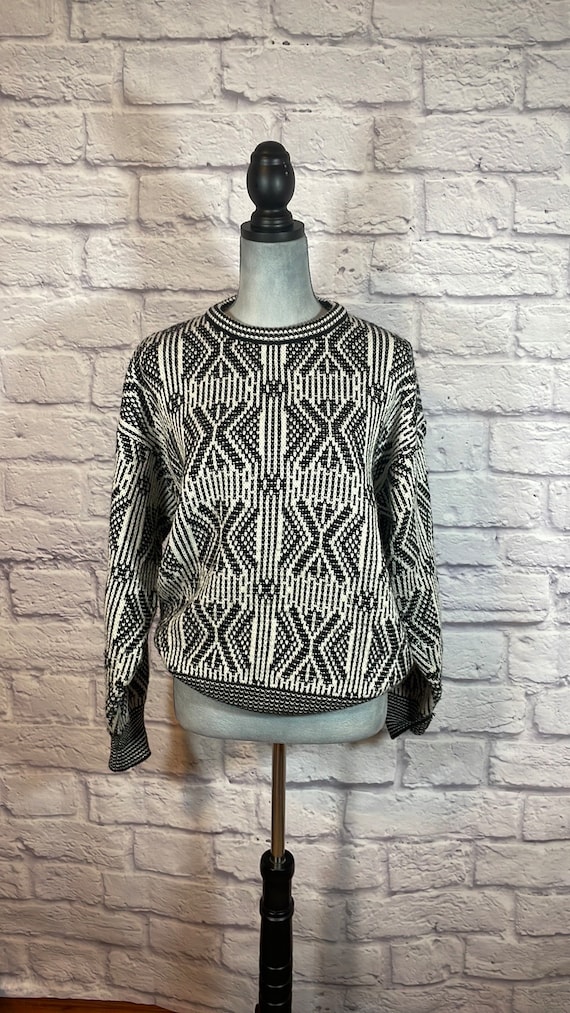 Vintage Wool Blend Parisian Men's Sweater with Ge… - image 1