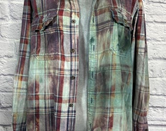 Reworked/upcycled flannel shirt- SKU B2014