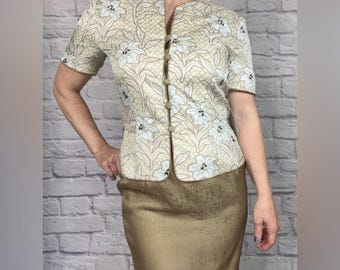 Vintage Deadstock Papell Petites zijden rokkostuum