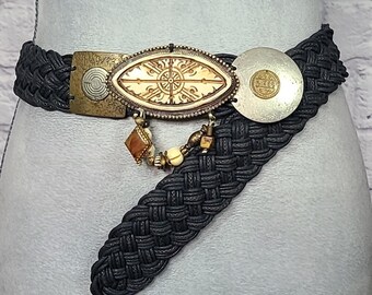 Vintage Marjorie Baer SF CA Huge ASIAN BOHEMIAN Brass Buckle Black Belt WOMENS L Marjorie Baer Belts for Women on Sale up to 90% Off: Poshmark main image 4