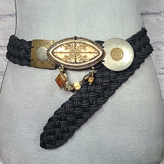 Marjorie Baer SF Vintage Modernist Woven Braided Belt VINTAGE MARJORIE BAER SF BRAIDED BROWN IVORY BELT MIXED  main image 4