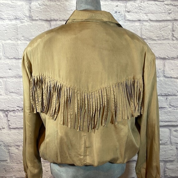 Vintage silk western cowgirl tassel/ fringe shirt… - image 2