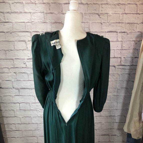 Vintage 80s SL Fashions Forest Green Midi Dress - image 5