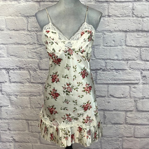 Vintage Sedú floral satin slip dress/chemise - image 1