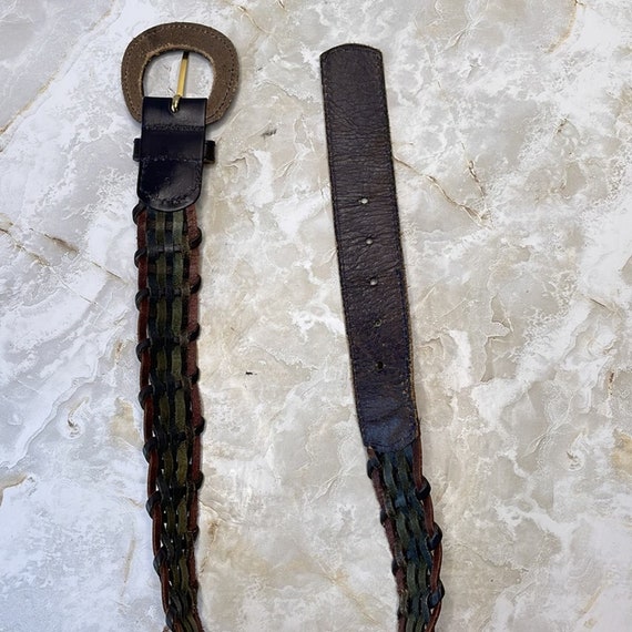 Vintage colorful leather braided belt - image 4