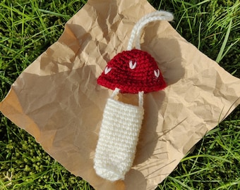 Mushroom Chapstick Holder | Handmade Crochet Accessory