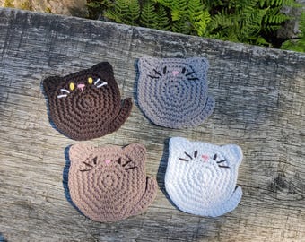 Crochet Cat Coasters | Handmade 100% Cotton Home Decor