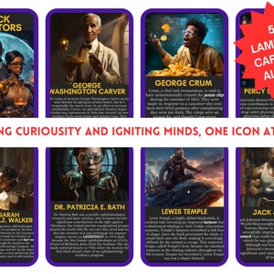 Flashcard Black Inventor - Carte educative - Impara la storia afroamericana - Apprendimento divertente - COPIA CARTA STAMPATA