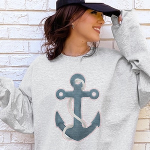 Nautical Theme Sweatshirt, Fisherman Gift, Ocean Lover Jumper, Boating Pullover, Naval Clothing,Marine Style Apparel, Sweatshirts for Women