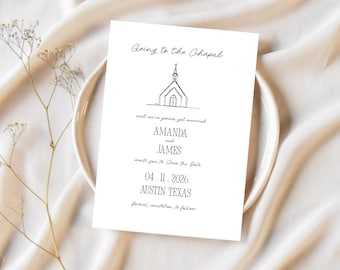 Chapel Wedding Save the Date Template, Customizable Invitation (Digital Design)
