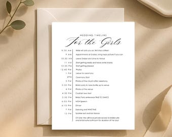 Bridesmaid Wedding Day Timeline Template | Editable Canva Download | Bridal Party Itinerary | Wedding Morning Schedule