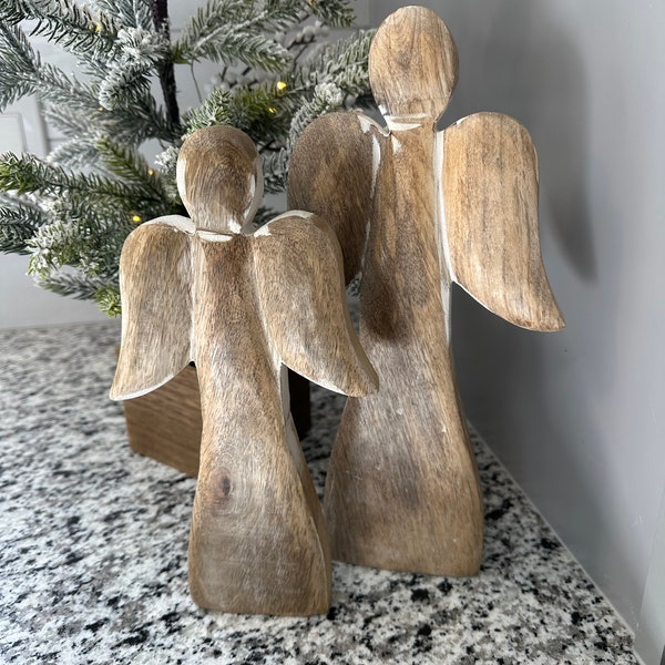 Wooden Angel | Hand Carved Angel | Christmas Angel | Beachy Chic Décor | Rustic Decor | Farmhouse Decor | Christian Decor |Faith based Decor