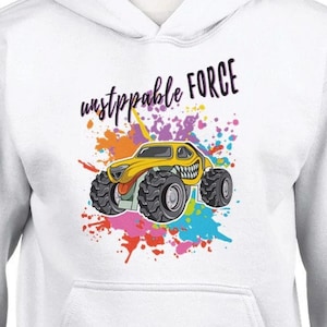 Monster Truck Kids Hoodie Houler Birthday Moto Party Christmas Boys Girls Monster Jam Hot Weels Winter
