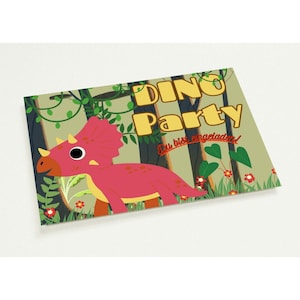 Dino Party Birthday, Triceratops, cartões de convite, 10 peças, impressos em 2 faces, com envelopes extras