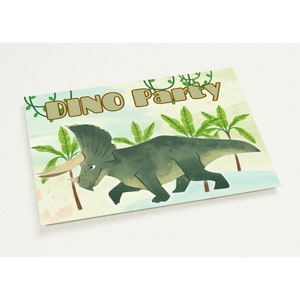 Dino Party Birthday, Triceratops, cartões de convite, 10 peças, impressos em 2 faces, com envelopes extras