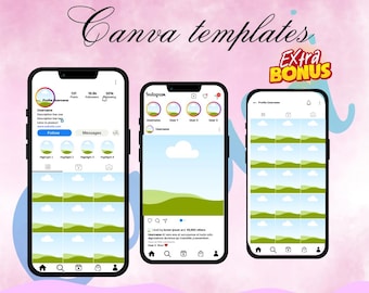 Editable Instagram Mockup Canva Templates | Influencer & Social Media Kit | Profile, Feed, Post Planner + Bonus Story Layouts