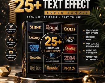 Pakiet efektów tekstowych 3D w Photoshopie | 30 edytowalnych stylów tekstu w formacie PSD | Typografia 3D obiektów inteligentnych do POD, KDP i marketingu