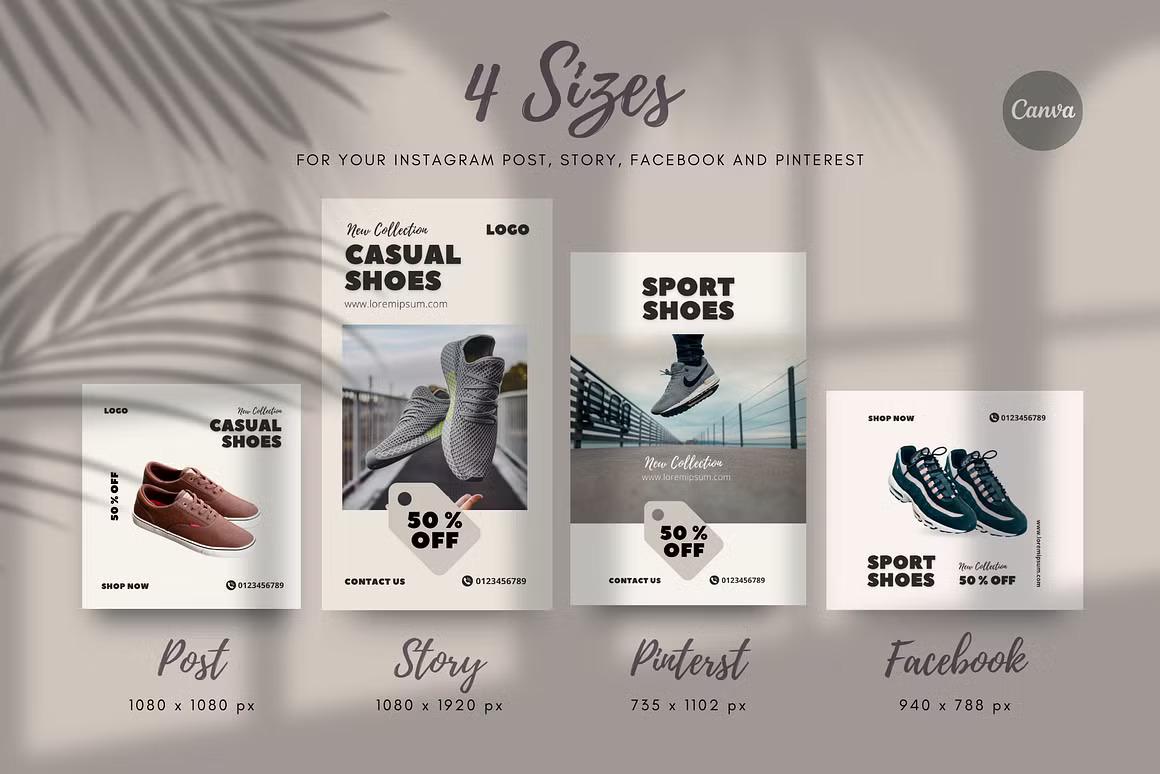 80 Shoe Canva Templates, Shoes Social Media Templates, Canva Templates ...