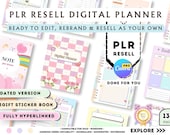 PLR Digital Planner Canva Template | 130 Hyperlinked Pages | Editable Planner | Resell Rights | Passive Income Kit