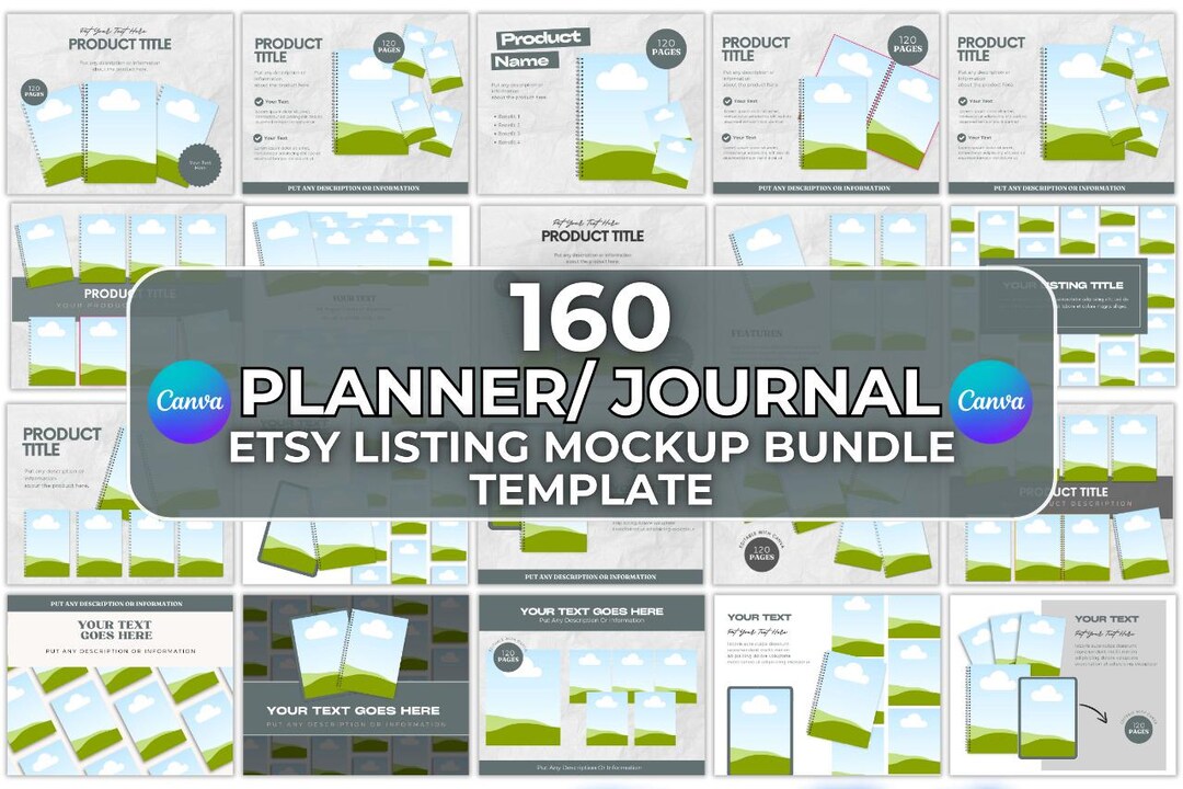 57 Page Canva Product Listing Template Editable Canva Mockup Bundle