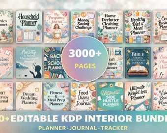 40+ KDP Interior Bundle Canva, Planner Journal Templates, Editable KDP Interiors, PLR Templates, Printable  Digital Product