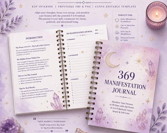 369 Manifestation Journal Printable | ADHD Manifestation Planner | Law of Attraction Workbook | KDP Interior Template
