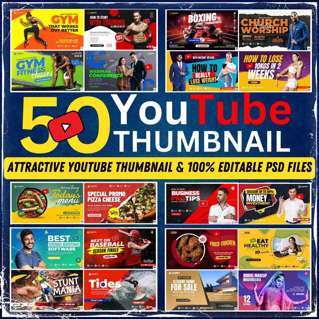 Thumbnailil 50 Youtube Thumbnail Designs | 50+ Editable Youtube Thumbnail Templates ...