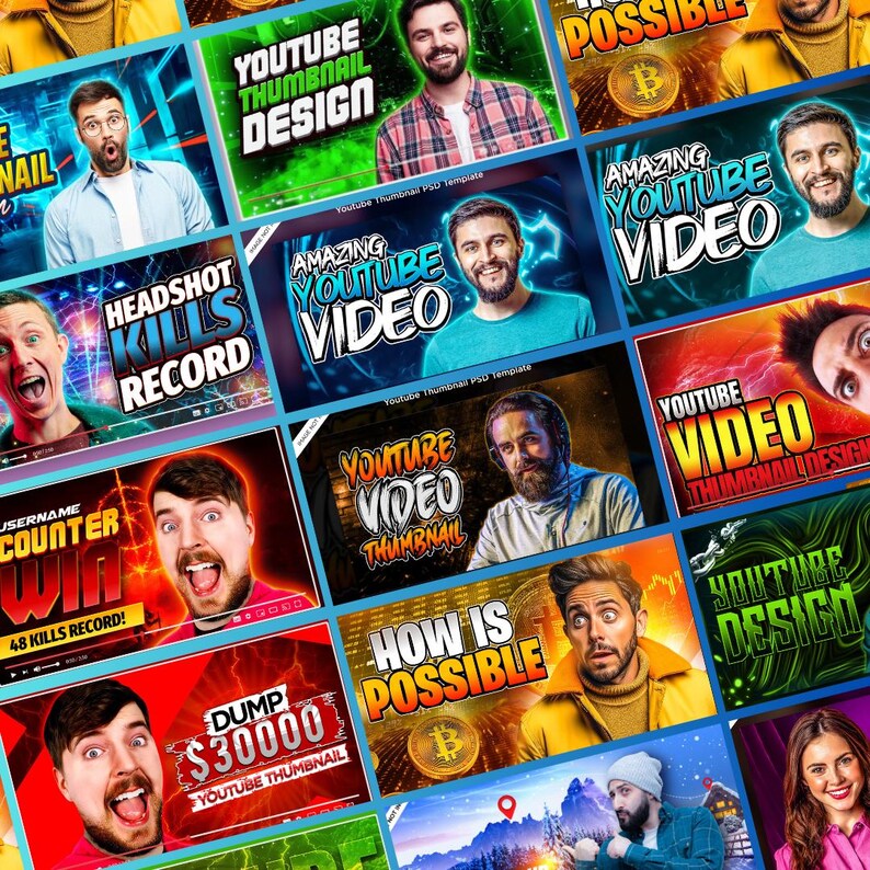 500+ Youtube Thumbnail Templates Editable PSD Canva Thumbnails for