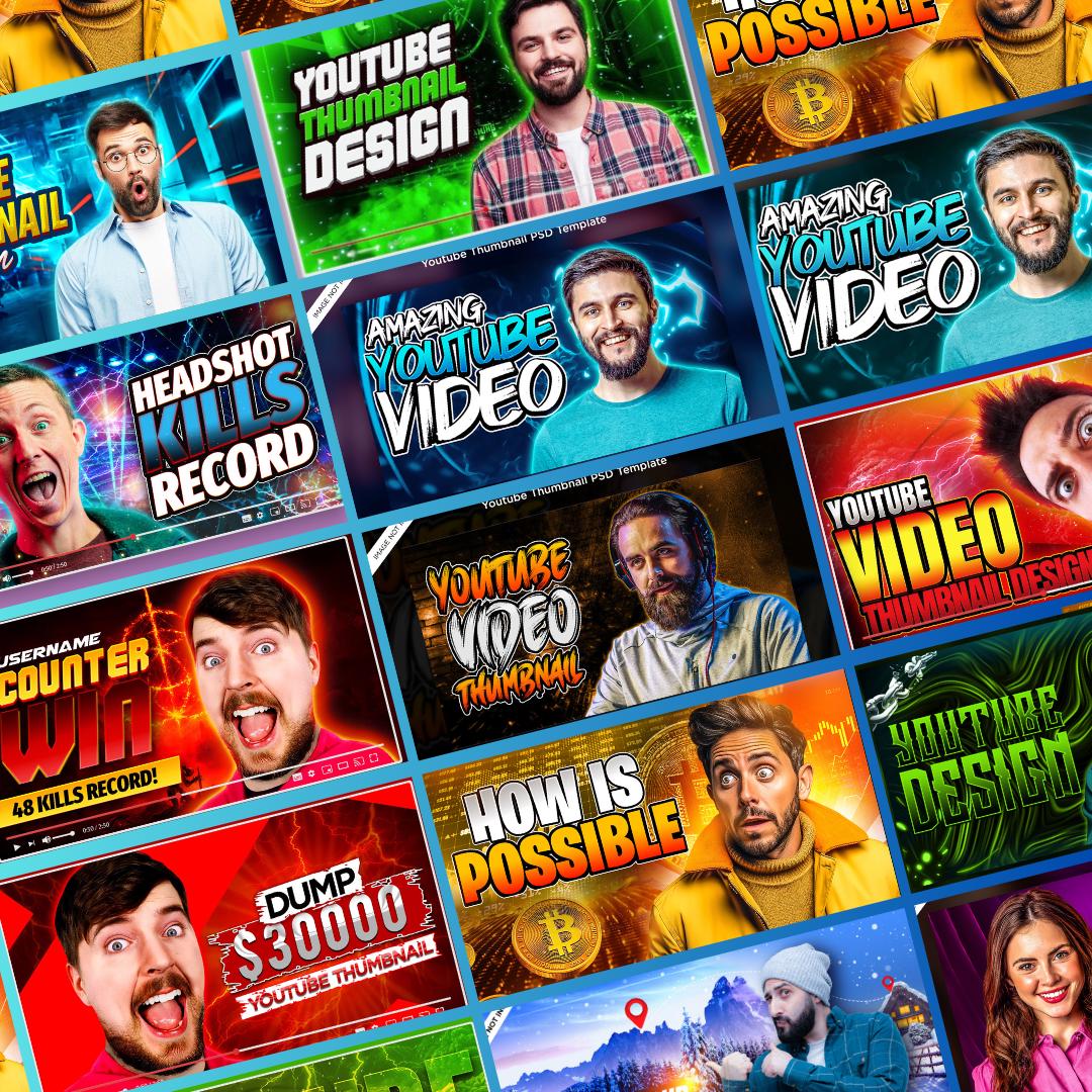 500+ Youtube Thumbnail Templates | Editable PSD Canva Thumbnails for ...