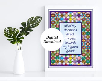 Decisiones, Afirmación positiva Impresión de arte de pared descargable digital instantánea / Regalo de atención plena inspiradora para la decoración del hogar y la oficina