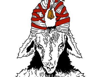 Yule Goat Christmas Art Print