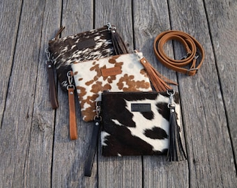 Koeienhuid schoudertasje portemonnee hair on Hide clutch portemonnee voor dames, mini crossbody koeienhuid tas in westernstijl perfect cadeau voor haar.