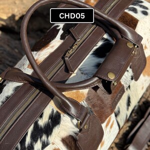 Patchwork Cowhide Duffle Bag, Cow Hide leather weekender bag , Hair on Hide Traveling DuffleBags Gift for Him and Her