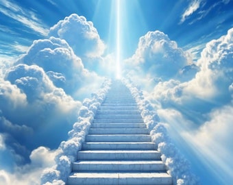 In Loving Memory PNG,  5 Memorial Background , Stairs to Heaven, Rest in Peace, Digital Files