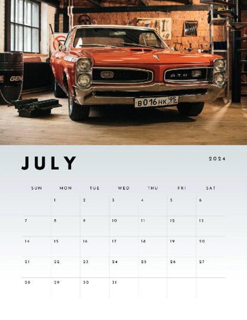 Vintage PONTIAC 2024 Calendar Retro Car Enthusiast Gift for 2024,2024