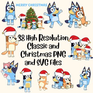 Bluey SVG Files Set Bundle | Bluey Christmas SVG Files Bundle | Bluey Christmas Family Bundle | Bluey Font | Bluey Family | Digital Download