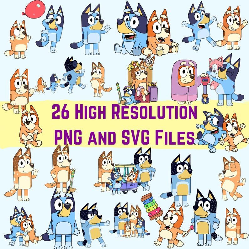 Bluey and Bingo SVG Set | Cricut Design SVG Files | Bluey Family Png ...