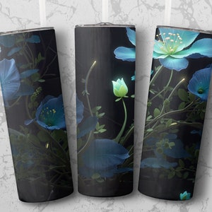 Flowers Tumbler Wrap PNG | Light Tumbler Wrap PNG | Luminescent Tumbler Wrap | Floral Bouquet Tumbler | 20 oz Tumbler Wrap | Flower PNG 20oz