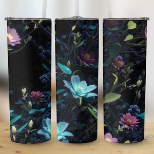 Flowers Tumbler Wrap PNG | Light Tumbler Wrap PNG | Luminescent Tumbler Wrap | Floral Bouquet Tumbler | 20 oz Tumbler Wrap | Flower PNG 20oz