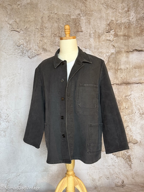 Black German Moleskin Worker Chore Jacket