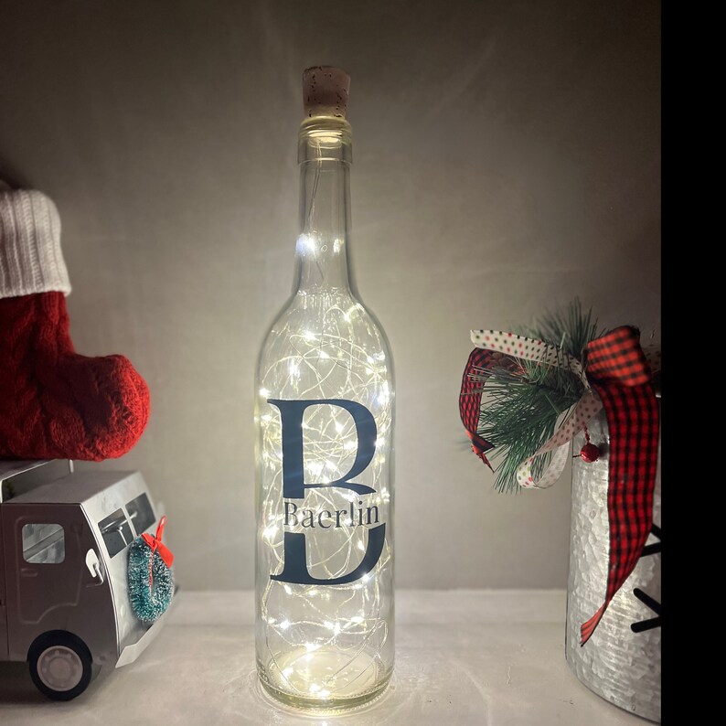 Personalized Light up Wine Bottle Decor, Wine Bottle Decor Etsy
