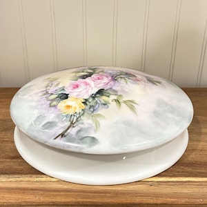 Poudre/boîte à bijoux en porcelaine florale vintage Freddi 6,5 pouces