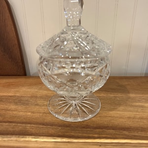 Vintage American Brilliant Cut Glass Crystal Lidded Compote Candy Dish 6.5”